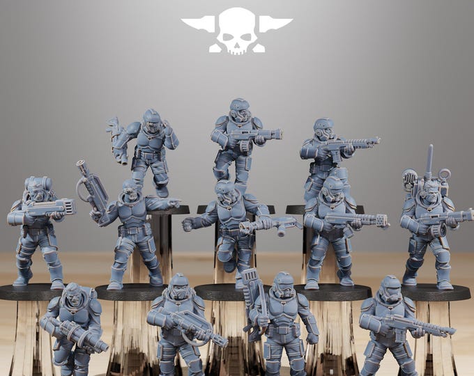 Vaskar Infantry Builder Kit 32mm/28mm (StationForge) RPG Set | 3D Print Scifi | Tabletop Game Set | Wargaming Gift | RPG Gifts