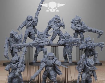 Tarion Hunters 32 mm (StationForge) RPG-set | 3D-geprinte sciencefiction | Tafelspelset | Wargaming-cadeau | RPG-cadeaus | Sciencefiction-miniaturen