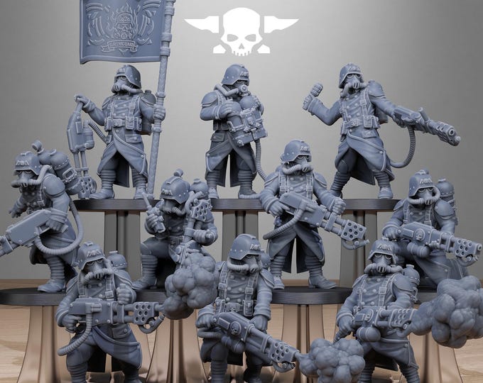 Grimguard Flamers 32mm/28mm (stationforge) RPG Set | 3D Print Scifi | Tabletop Game Set | Wargaming Gift | RPG Gifts  | Sci-Fi Miniatures