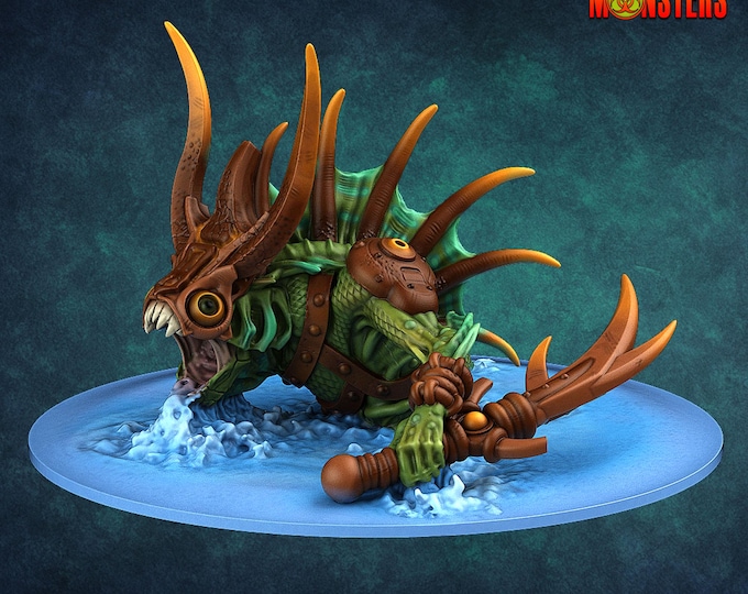 Fishmen Miniatures x3 Poses 28/32mm (PrintYourMonsters) RPG Set | Fantasy Miniatures | DnD 5E | Pathfinder Gift | Wargamers | Giftful Hobby