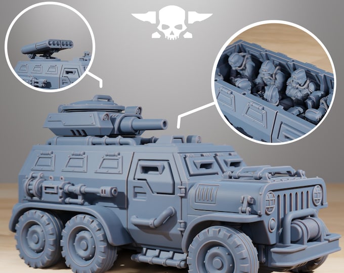 GrimGuard Armored Vehicle 32mm/28mm (StationForge) RPG Set | 3D Print Scifi | Tabletop Game Set | Wargaming Gift | RPG Gifts