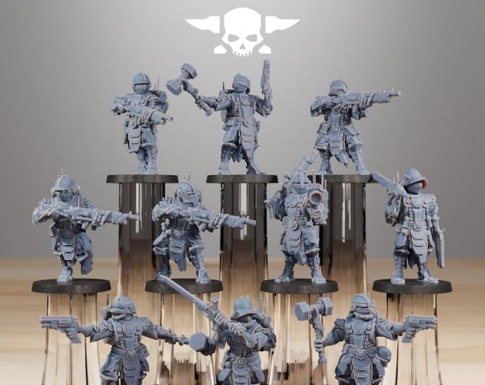 Frontliners Infantry 32mm/28mm (StationForge) RPG Set | 3D Print Scifi | Tabletop Game Set | Wargaming Gift | RPG Gifts | Sci-Fi Miniatures