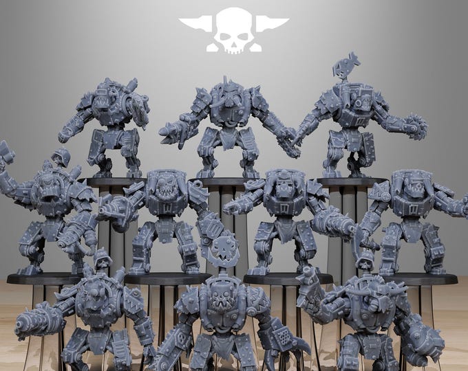 Orkaz Bots Infantry 32mm/28mm (StationForge) RPG Set | 3D Print Scifi | Tabletop Game Set | Wargaming Gift | RPG Gifts | Sci-Fi Miniatures