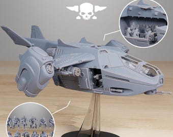 Vaskar Dropship 32 mm (StationForge) RPG-set | 3D-geprinte sciencefiction | Tafelspelset | Wargaming-cadeau | RPG-cadeaus | Sciencefiction-miniaturen