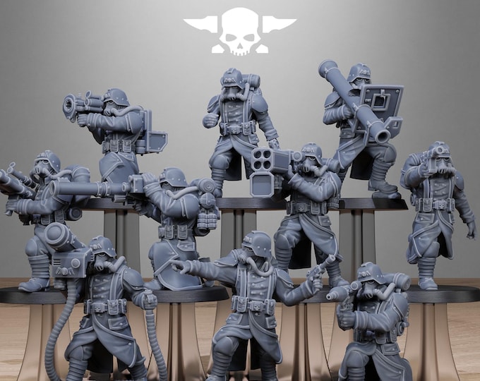 Grimguard Rocketeers 32mm/28mm (stationforge) RPG Set | 3D Print Scifi | Tabletop Game Set | Wargaming Gift | RPG Gifts  | Sci-Fi Miniatures