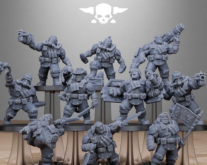 Grimguard Jungle Fighter Mutants 32mm/28mm (stationforge) RPG Set | 3D Print Scifi | Tabletop Game Set | Wargaming Gift | RPG Gifts