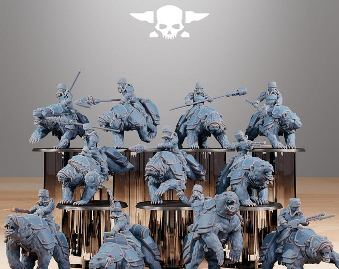 GrimGuard Bear Riders 32mm/28mm (StationForge) RPG Set | 3D Print Scifi | Tabletop Game Set | Wargaming Gift | RPG Gifts