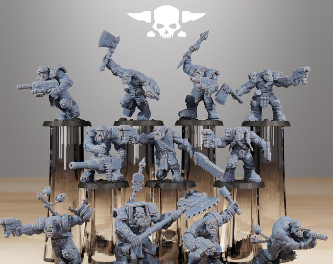 Orkaz Infantry 32mm/28mm (StationForge) RPG Set | 3D Print Scifi | Tabletop Game Set | Wargaming Gift | RPG Gifts | Sci-Fi Miniatures