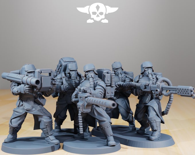 GrimGuard Armored Squad 32mm/28mm (StationForge) RPG Set | 3D Print Scifi | Tabletop Game Set | Wargaming Gift | RPG Gifts