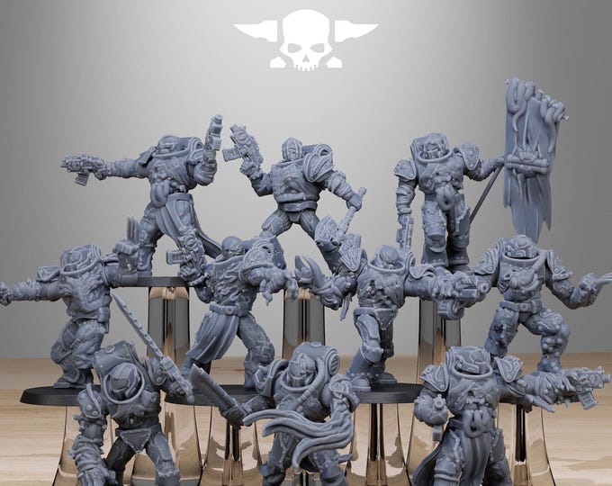 Corrupted Socratis Infantry 32mm/28mm (StationForge) RPG Set | 3D Print Scifi | Tabletop Game Set | Wargaming Gift | RPG Gifts