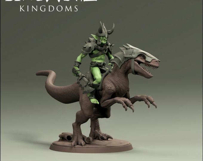 Raptor Mount Goblin X 32mm/28mm (DinoWorld) DnD 5E Gift | RPG Set | Fantasy Gaming RPG | Wargaming Gift | Tabletop Game Set