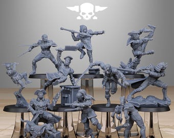 GrimCorp Bufones 32 mm (StationForge) Set de juego de rol / Impresión 3D Ciencia ficción / Set de juego de mesa / Regalo para juegos de guerra / Regalos para juegos de rol / Miniaturas de ciencia ficción