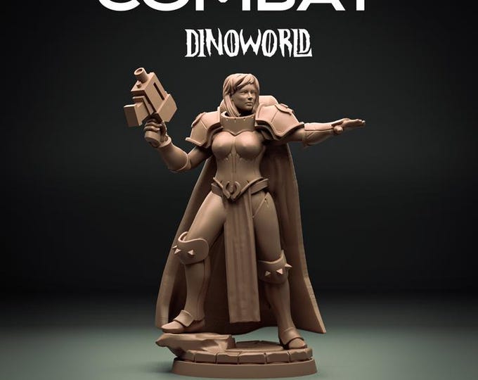 Commander Zara Voss 32mm/28mm (DinoWorld) Dinosaur Miniatures | RPG Set | Scifi 3D Print | Wargaming Gift | Tabletop Game Set