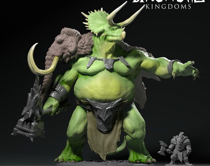 Triceratops Demigod 32mm/28mm (DinoWorld) DnD 5E Gift | Fantasy Gaming RPG | Wargaming Gift | Tabletop Game Set | Monster 3D Printed