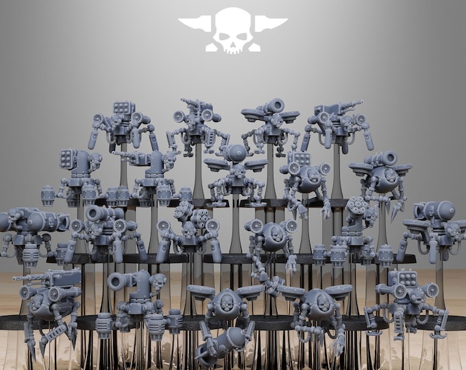 Scavenger Drones 32mm/28mm (StationForge) RPG Set | 3D Print Scifi | Tabletop Game Set | Wargaming Gift | RPG Gifts | Sci-Fi Miniatures