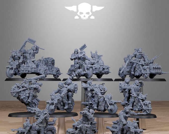 Corrupted Guard Bikers 32mm/28mm (StationForge) RPG Set | 3D Print Scifi | Tabletop Game Set | Wargaming Gift | RPG Gifts | Sci-Fi Miniature