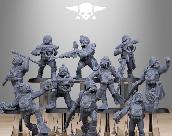 GrimGuard Divers 32mm/28mm (StationForge) RPG Set | 3D Print Scifi | Tabletop Game Set | Wargaming Gift | RPG Gifts  | Sci-Fi Miniatures