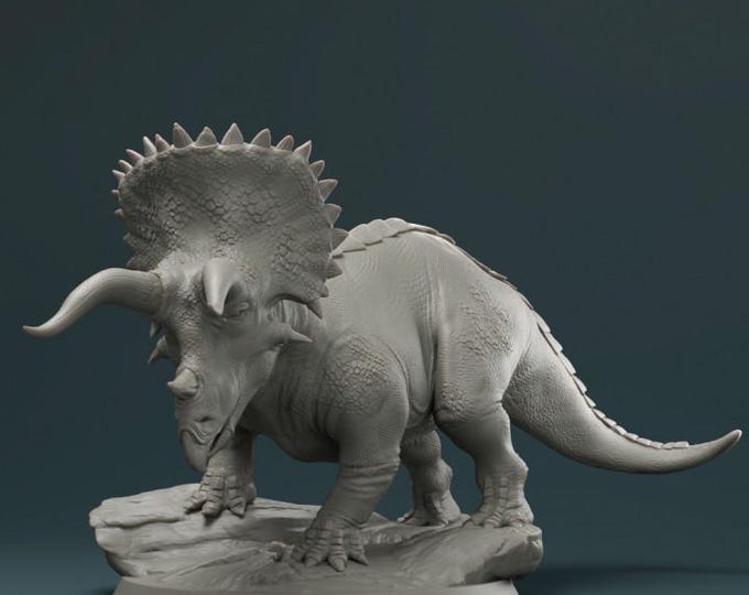 Triceratops Dinosaur 32mm/28mm (DinoWorld) Fantasy Gaming RPG | Wargaming Gift | Tabletop Game Set | 3D Printed Dinosaurs