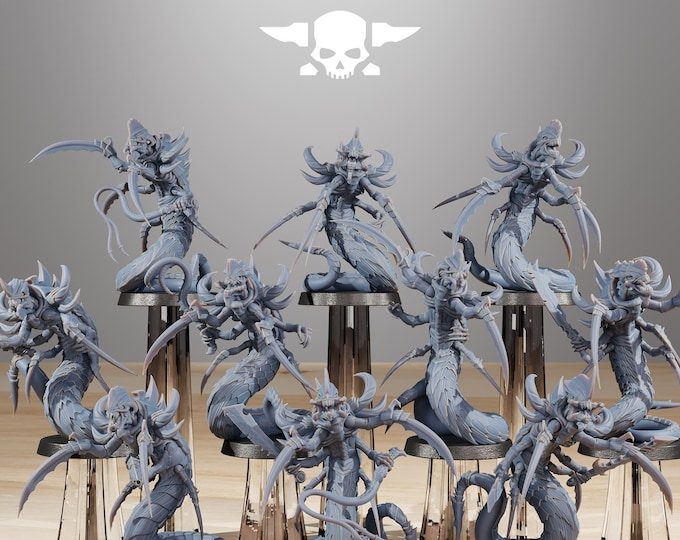 Xenarid Serpents 32mm/28mm (StationForge) RPG Set | 3D Print Scifi | Tabletop Game Set | Wargaming Gift | RPG Gifts | Sci-Fi Miniatures