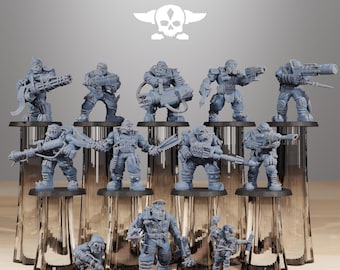 Orkaz Skillers 32mm (StationForge) RPG Set | 3D Print Scifi | Tabletop Game Set | Wargaming Gift | RPG Gifts | Sci-Fi Miniatures