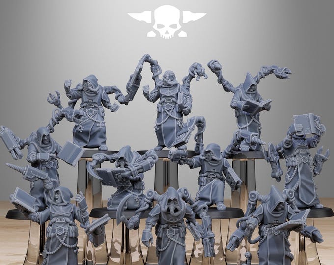 Scavenger Monks 32mm/28mm (stationforge) RPG Set | 3D Print Scifi | Tabletop Game Set | Wargaming Gift | RPG Gifts | Sci-Fi Miniatures
