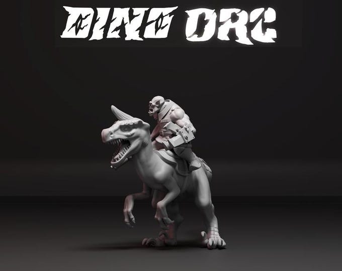 Space Rider Orc 32mm/28mm (DinoWorld) Dinosaur Miniatures | RPG Set | Scifi 3D Print | Wargaming Gift | Tabletop Game Set