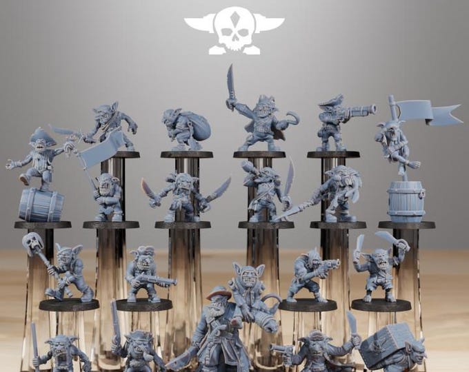 Gobs Pirates 32mm/28mm (StationForge) RPG Set | 3D Print Scifi | Tabletop Game Set | Wargaming Gift | RPG Gifts | Sci-Fi Miniatures