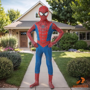 Superhero Bodysuit Costume: Red & Blue Comic Book Jumpsuit