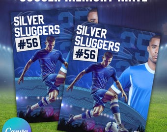 Sjabloon voetbal Memory Mate, bewerkbare sjabloon Sports Memory Mate, cadeau voetbalcoach, voetbal Memory Collage, canvassjabloon