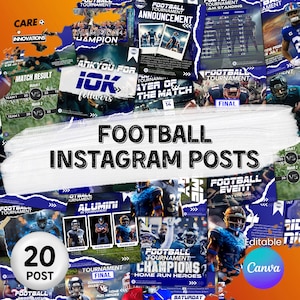 Football instagram Post template, Canva Football Templates, Football Social Media Flyer, Football Team, Football Schedule, Editable In Canva