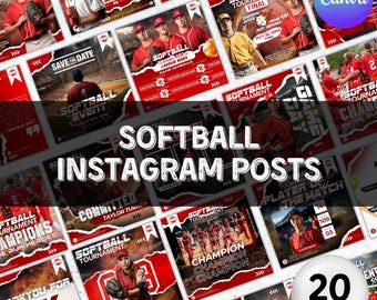 Softball Instagram Posts Template, Softball Canva Templates, Softball Social Media Templates,Softball Social Media Kit, Sports Social Media