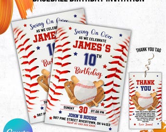 Baseball Birthday Party Invitation, Printable Sports Birthday Invite Template, Party Invite,Baseball Theme Party,Rookie of the Year,Home Run