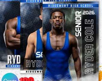 Wrestling Senior Night Poster Template,2026 Senior Wrestling Banner Poster, Wrestling Team Custom Poster, Wrestling Background canvaTemplate