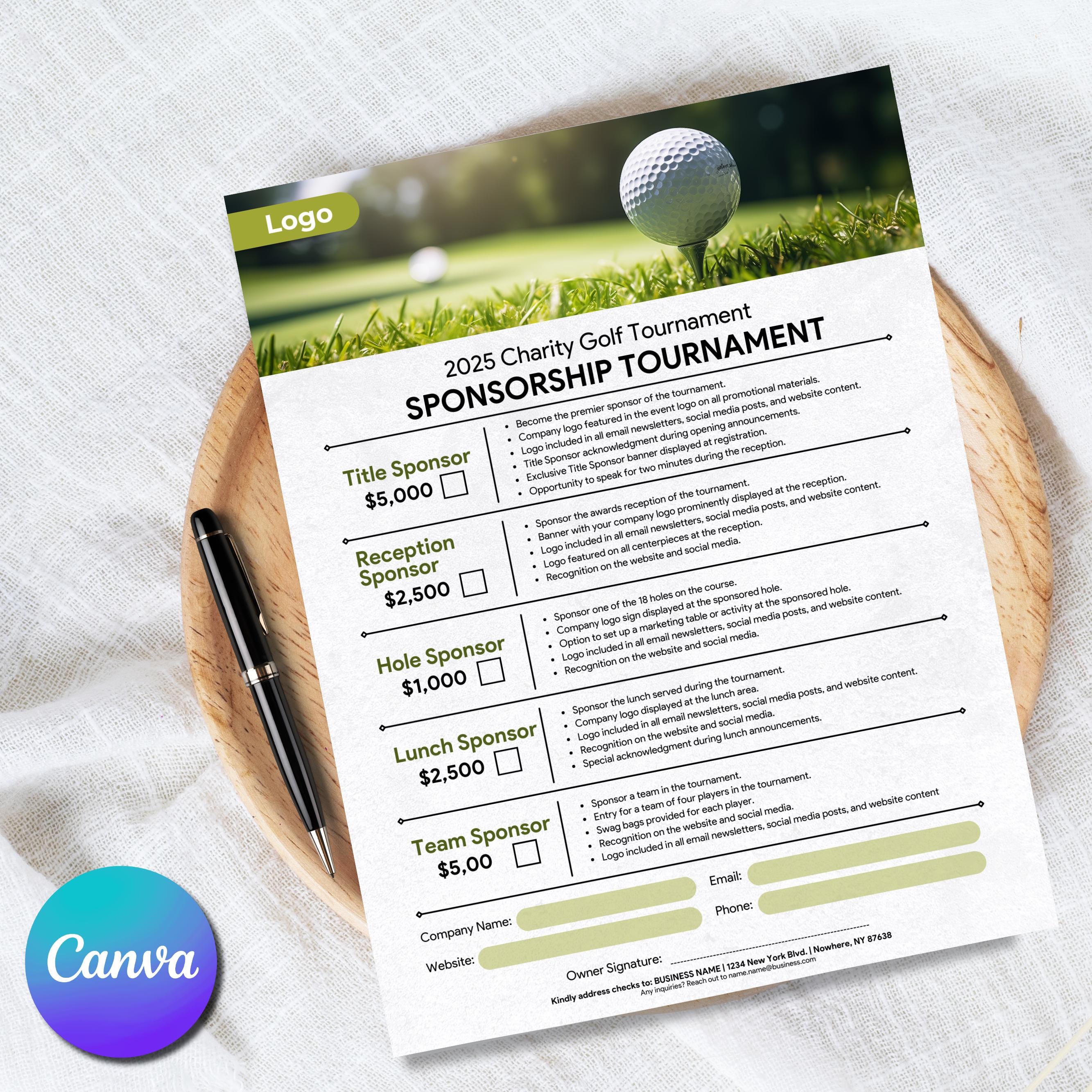 Golf sponsorship forms - Etsy México, image size:2667x2667