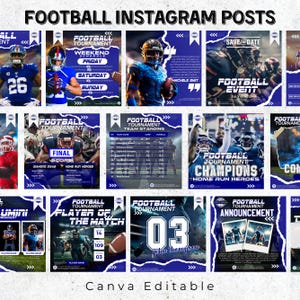 Football instagram Post template, Canva Football Templates, Football Social Media Flyer, Football Team, Football Schedule, Editable In Canva