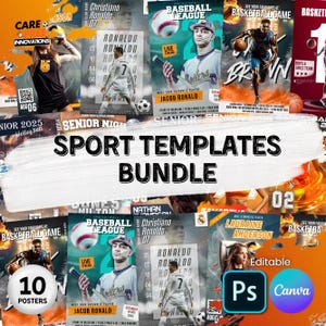 10 Sports Posters Templates, Sports Posters PSD, Basketball Poster, Sports Templates, Baseball Poster Poster,Soccer Poster,Volleyball Poster
