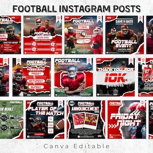 Football instagram Post template, Canva Football Templates, Football Social Media Flyer, Football Team, Football Schedule, Editable In Canva
