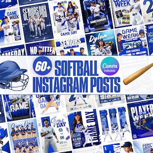 60+ Softball Sports Social Media Templates | Editable Softball Game Day & Player Spotlights Canva Templates | Instant Download