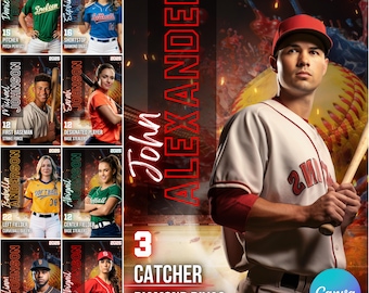 Softball Poster Vorlagen, Senior Night Softball Poster, bearbeitbare Senior Banner, benutzerdefiniertes Sportposter, druckbare Softballsportvorlage