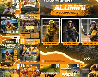 20+ Softball Sports Social Media Templates | Editable Softball Game Day & Player Spotlights Canva Templates | Instant Download