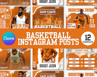 Plantillas de redes sociales de baloncesto, Día del torneo de baloncesto, Baloncesto, Calendario, Baloncesto, Marcador final, Plantillas de baloncesto