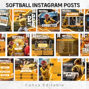Modelos de mídia social para times de softball, modelos de equipes esportivas Canva, postagens de softball no Instagram, modelo de dia de jogo no Instagram Download instantâneo