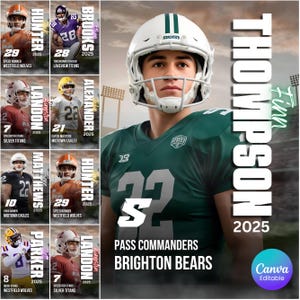 Football Posters Canva Template, Football Backgrounds, Football Backdrop,Senior Sport Poster,Football Banner,Sports Poster,Sports Background