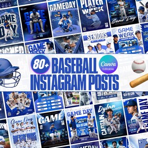 80+ mallar för sociala medier för basebollsporter | Redigerbart paket med basebollmatchdag | Matchschema | Matchdag Canva-mallar | Direktnedladdning