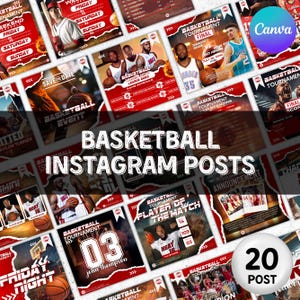 Basketball Social Media Templates Bundle, Basketball Social Media Kit, Editable Instagram Sport Templates,Basketball Schedule,Game Day,stats