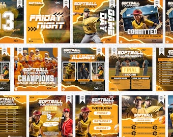 Baseball instagram Posts Templates, Canva Baseball Templates, Baseball Social Media Flyer, Baseball Team, Baseball Schedule, Canva Editable