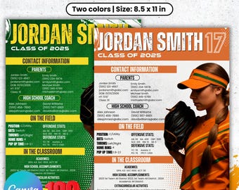 Perfil de jugador de sóftbol, perfil de jugador para cualquier deporte, perfil de reclutamiento deportivo, hoja de perfil de jugador atleta, plantilla de Canva