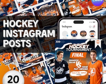 Hockey Instagram Post Template Bundle, Hockey Team Instagram, Hockey Social Media Flyer,Hockey Team,Hockey Schedule,Sports Social Media Post