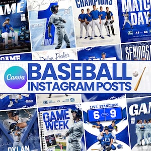 20+ mallar för sociala medier för basebollsporter | Redigerbart paket med basebollmatchdag | Matchschema | Matchdag Canva-mallar | Direktnedladdning