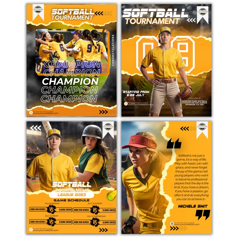 Mais de 20 modelos de mídia social para esportes de softball | Modelos editáveis do Canva para dias de jogos e destaques de jogadores de softball | Download instantâneo imagem 7